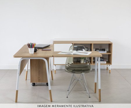 Mesa Escrivaninha Estação De Trabalho Em L Flexus - Hanover e Branco | Westwing