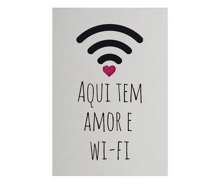 Placa de Madeira Estampada Aqui Tem Amor e Wi-Fi