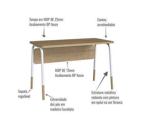 Mesa Escrivaninha Flexus - Hanover e Branco | WestwingNow