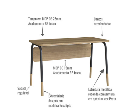 Mesa Escrivaninha Flexus - Hanover e Preto | Westwing