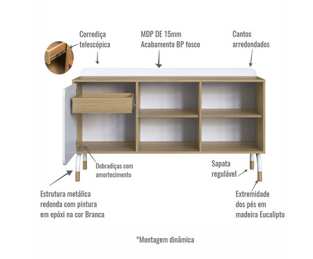 Balcão Credenza 1 Porta 1 Gaveta Flexus Hanover e Branco | WestwingNow