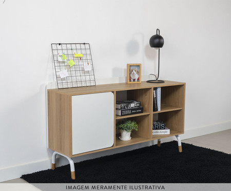 Balcão Credenza 1 Porta 1 Gaveta Flexus Hanover e Branco | Westwing