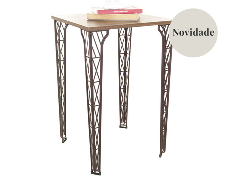 Mesa Lateral Eiffel Aço Corten e Castanho