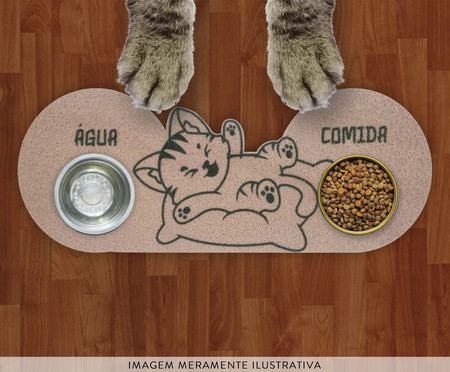 Tapete Alimentação Pet Formato Gato Bege | WestwingNow