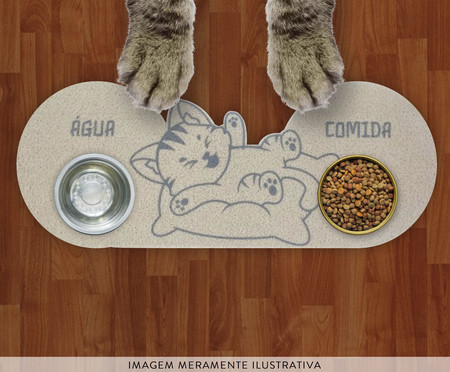 Tapete Alimentação Pet Formato Gato Prata | WestwingNow