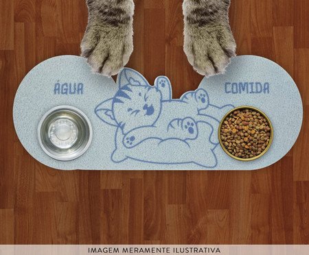 Tapete Alimentação Pet Formato Gato Azul | WestwingNow