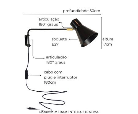 Arandela Eleonor Preta | Westwing