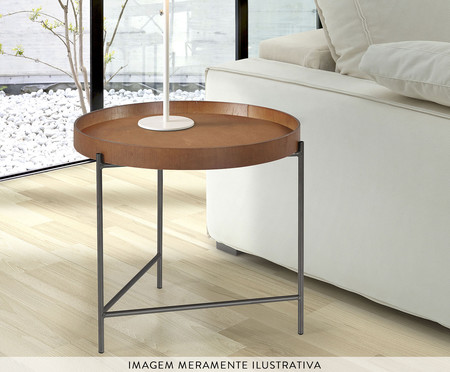 Mesa Lateral Debora Laminado com Base de Metal Castanho | WestwingNow