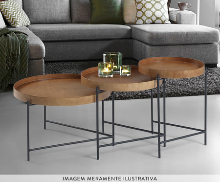 Mesa Lateral Debora Laminado com Base de Metal Castanho | WestwingNow