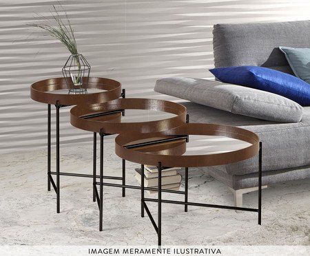 Mesa Lateral Debora Espelho Prata Liso com Base de Metal | Westwing