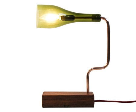 Luminária Bottle Lamp Bivolt - Verde e Acobreado