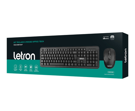 Jogo de Teclado e Mouse Office Tech sem Fio Preto Letron | WestwingNow