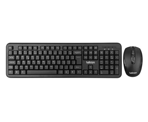 Jogo de Teclado e Mouse Office Tech sem Fio Preto Letron, Preto | WestwingNow