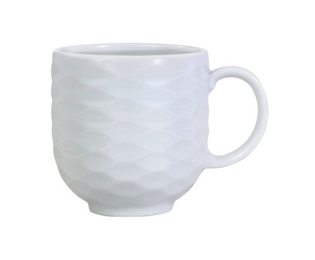 Caneca em Porcelana Ondas Branca