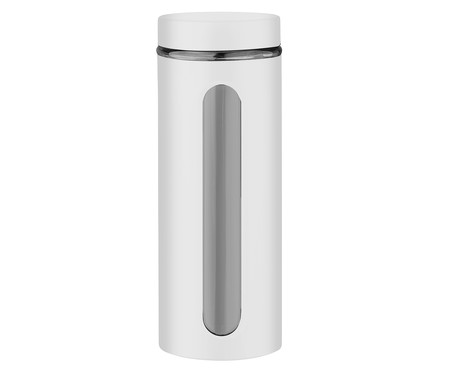 Pote Hermético com Visor em Inox Civic Branco e Transparente