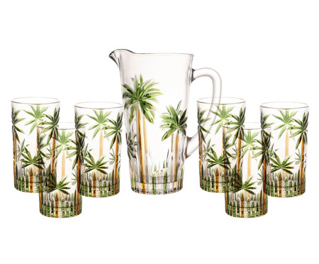 Jogo de Jarra e Copos Palm Tree Handpaint | Westwing