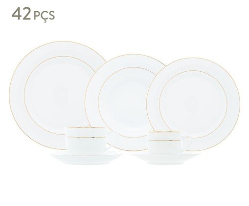 Aparelho de Jantar em Porcelana com Fio de Ouro Mônaco, Branco | WestwingNow
