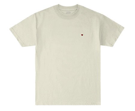 Camiseta Goluda High Creme Coração Micro Vermelho Sangria