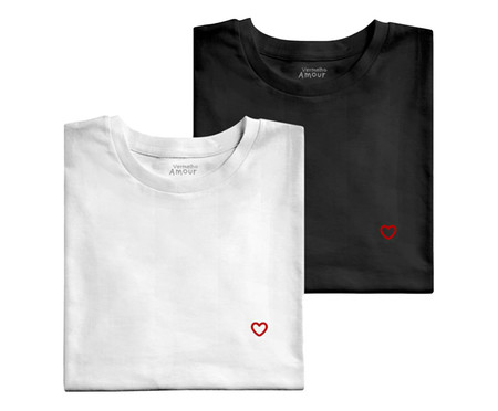 Kit de Camisetas Amour P&B Branco