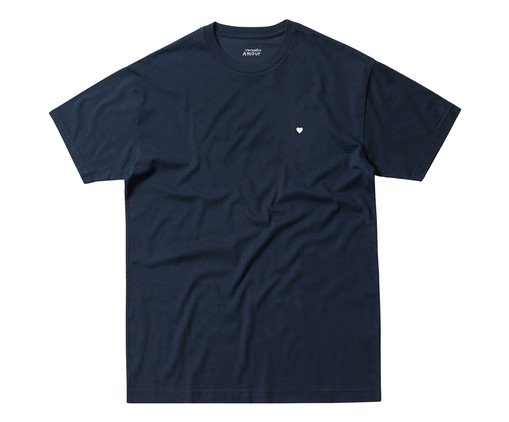 Camiseta Coração Azul Marinho, Azul | WestwingNow