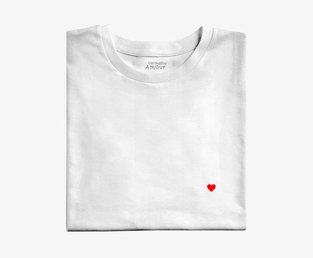 Camiseta Coração Branca e Vermelha | Westwing