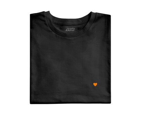 Camiseta Coração Preta e Laranja | Westwing
