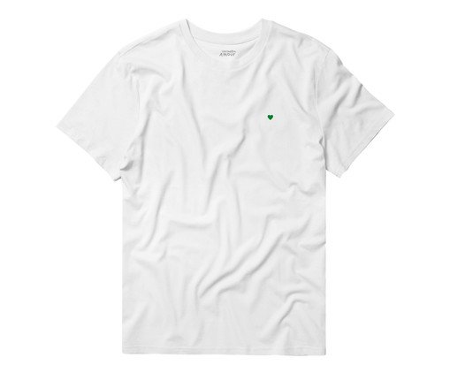 Camiseta Coração Branca e Verde, Branco | WestwingNow