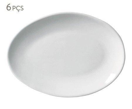 Jogo de Pratos para Sobremesa Oval Orgânico New White | Westwing