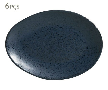 Jogo de Pratos para Sobremesa Oval Orgânico Night Blue | Westwing