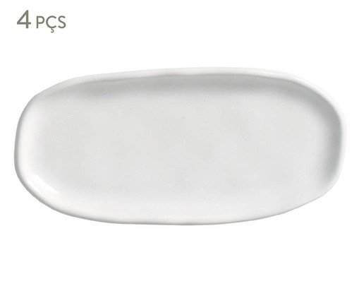 Jogo de Travessas Oval Rasa Pequena Orgânico New White, Branco | WestwingNow