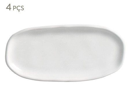 Jogo de Travessas Oval Rasa Pequena Orgânico New White | Westwing