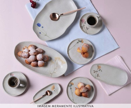 Jogo de Travessas Oval Rasa Média Bio Campestre Floral | Westwing