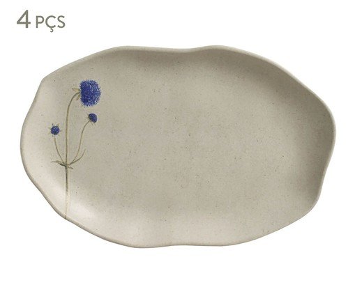 Jogo de Travessas Oval Rasa Média Bio Campestre Floral, Cinza | WestwingNow