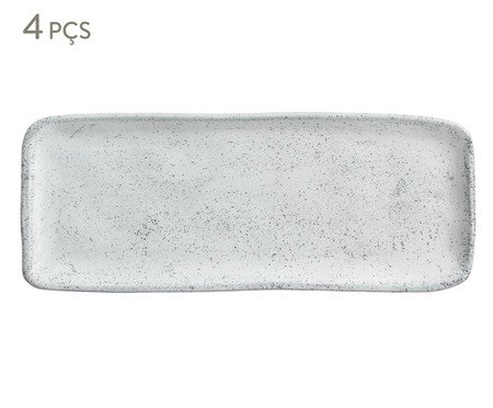 Jogo de Travessas Retangular Média Orgânico Echo Branco | Westwing