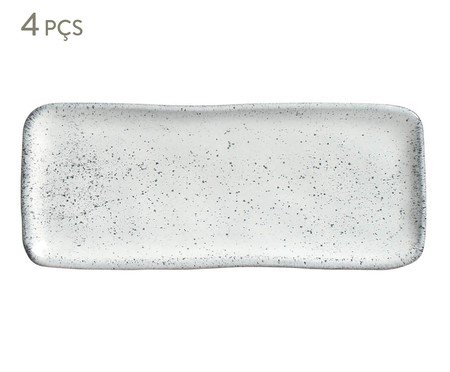 Jogo de Travessas Retangular Pequena Orgânico Echo Branco