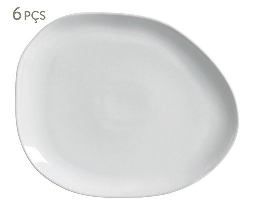 Jogo de Pratos Raso Oval Orgânico New White, Branco | WestwingNow