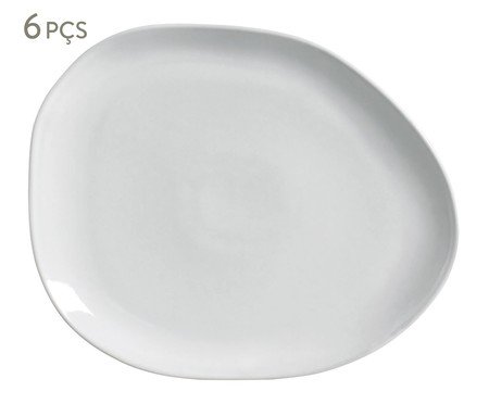 Jogo de Pratos Raso Oval Orgânico New White | Westwing