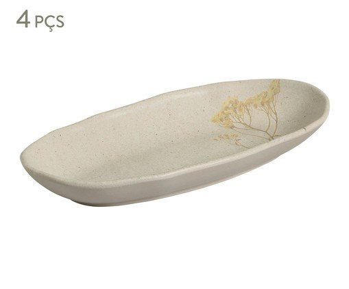 Jogo de Travessas Oval Funda Orgânico Campestre Floral, Cinza | WestwingNow