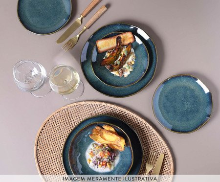 Jogo de Pratos para Sobremesa Orgânico Oceano Azul Vl | Westwing