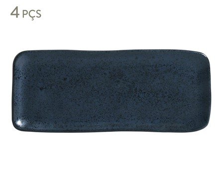 Jogo de Travessas Retangular Pequena Orgânico Night Blue