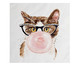 Placa de Madeira Estampada Gato Mascando Chiclete, Colorido | WestwingNow