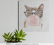 Placa de Madeira Estampada Gato Mascando Chiclete, Colorido | WestwingNow