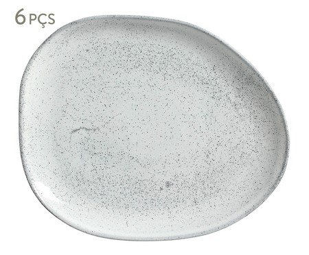 Jogo de Pratos Raso Oval Orgânico Echo Branco
