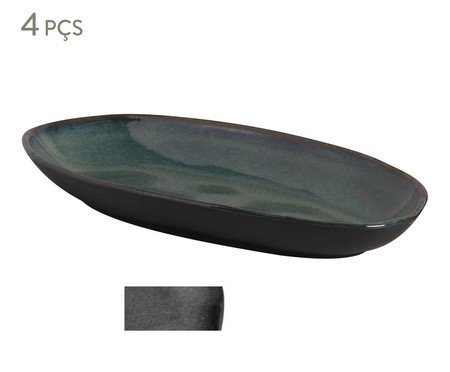 Jogo de Travessas Oval Funda Orgânico Oceano Azul | Westwing