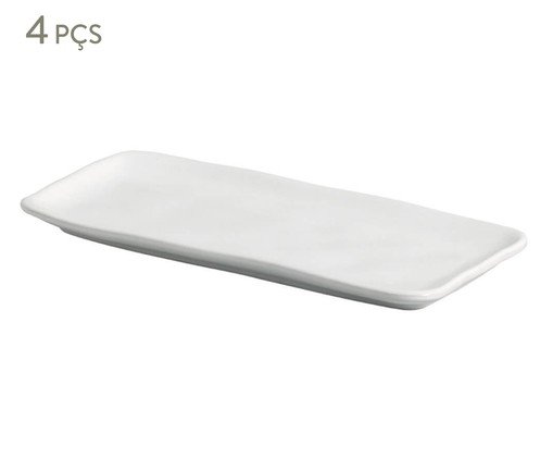 Jogo de Travessas Retangular Pequena Orgânico New White, Branco | WestwingNow
