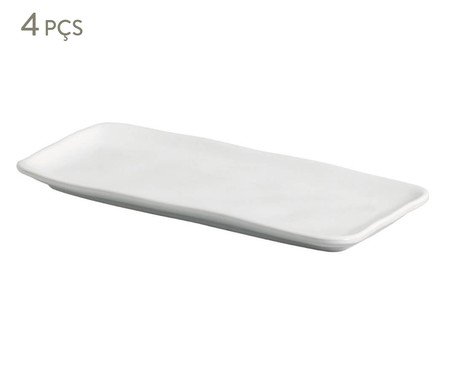 Jogo de Travessas Retangular Pequena Orgânico New White