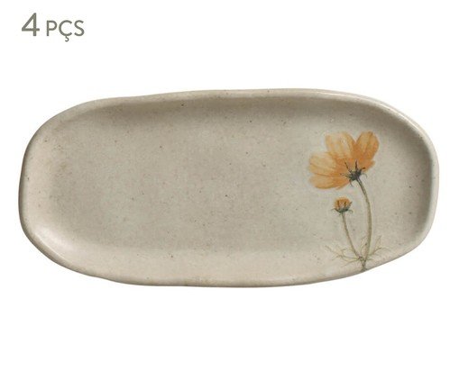Jogo de Travessas Oval Rasa Mini Campestre Floral, Cinza | WestwingNow