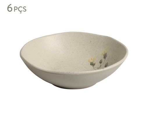 Jogo de Cumbucas Orgânico Campestre Floral, Cinza | WestwingNow