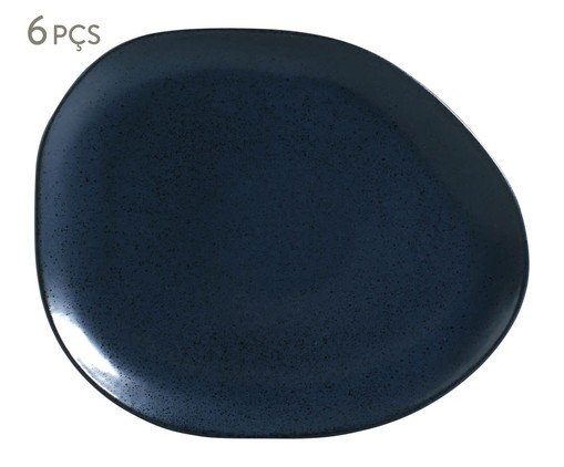Jogo de Pratos Raso Oval Orgânico Night Blue, Azul | WestwingNow