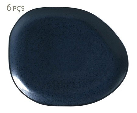 Jogo de Pratos Raso Oval Orgânico Night Blue | Westwing